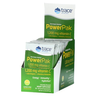 

Trace Minerals ®, Electrolyte Stamina PowerPak, Lemon Lime, 30 Packets, 0.17 oz (4.9 g) Each