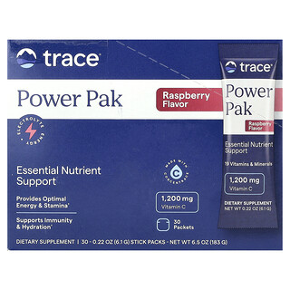 Trace, PowerPak, hallon, 30 stickförpackningar, 6,1 g styck