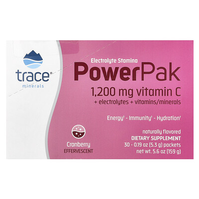 Trace  Electrolyte Stamina PowerPak  Cranberry  30 Packets  0.19 oz (5.3 g) Each