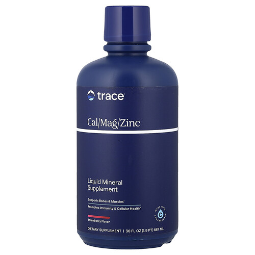 Trace Liquid Mineral Supplement, Cal/Mag/Zinc, Strawberry , 30 fl oz (887 ml)