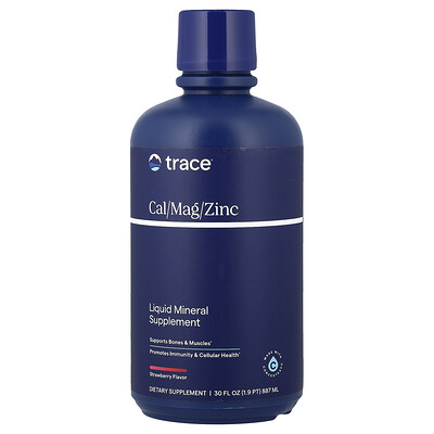 Product Image for Trace, Liquid Mineral Supplement, Cal/Mag/Zinc, Strawberry , 30 fl oz (887 ml)