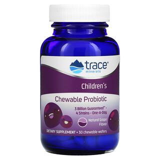 Trace Minerals Research, Probiótico masticable para niños, Uva Concord, 30 masticables