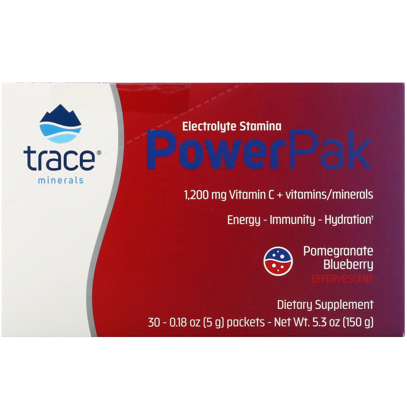 Trace Minerals ®, 電解質スタミナパワーパック、ザクロ ブルーベリー、30袋、各5g（0.18オンス）