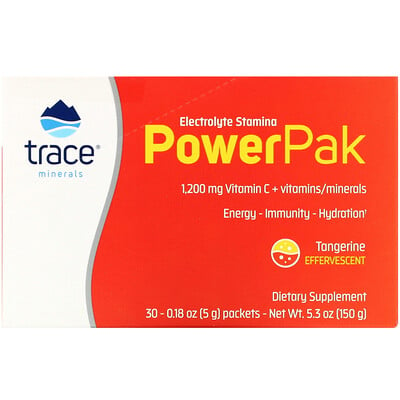 Trace Minerals Research Electrolyte Stamina PowerPak, Tangerine, 30 Packets, 0.18 oz (5 g) Each