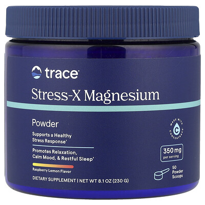 Trace, Stress-X, Magnesio en polvo, Frambuesa y limón, 230 g (8,1 oz)
