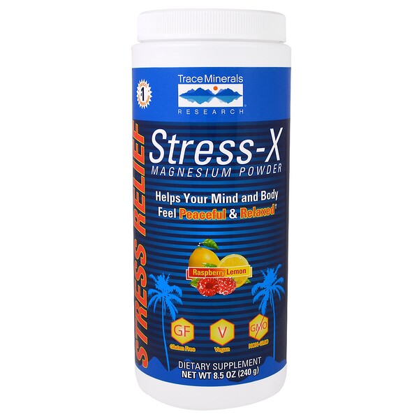 Trace Minerals Research, StressX Magnesium Powder, Raspberry Lemon, 8.