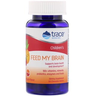 Trace Minerals Research, Children's, Feed My Brain, Fruit Punch Flavor, 60 Chewable Wafers