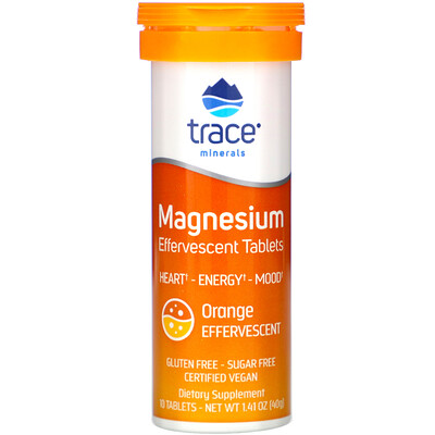 Trace Minerals Research Magnesium Effervescent Tablets, Orange, 1.41 oz (40 g)
