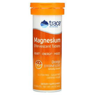 Trace Minerals Research, Magnesium Effervescent Tablets, Orange, 10 Tablets, 1.41 oz (40 g)