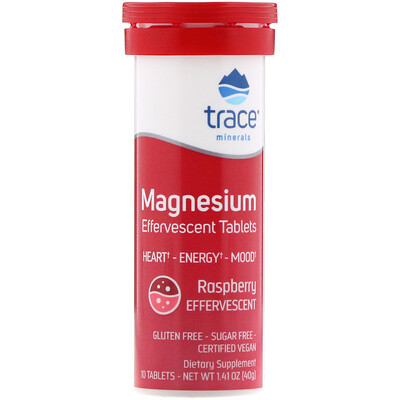 Trace Minerals Research Magnesium Effervescent Tablets, Raspberry Flavor, 1.41 oz (40 g)