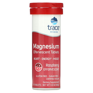 Trace Minerals Research, Magnesium Effervescent Tablets, Raspberry, 10 Tablets, 1.41 oz (40 g)