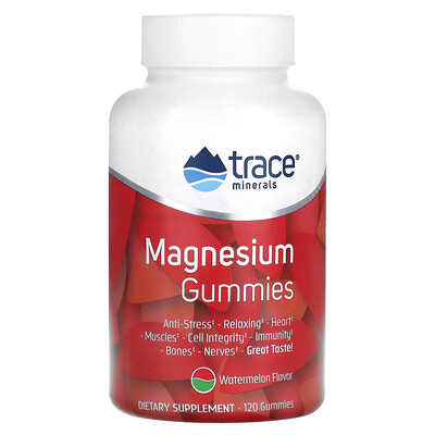 

Trace Minerals ®, Magnesium Gummies, Watermelon, 120 Gummies