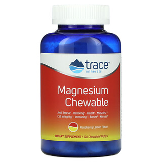 Trace Minerals Research, Magnesium Chewable，樹莓檸檬味，120 片咀嚼片