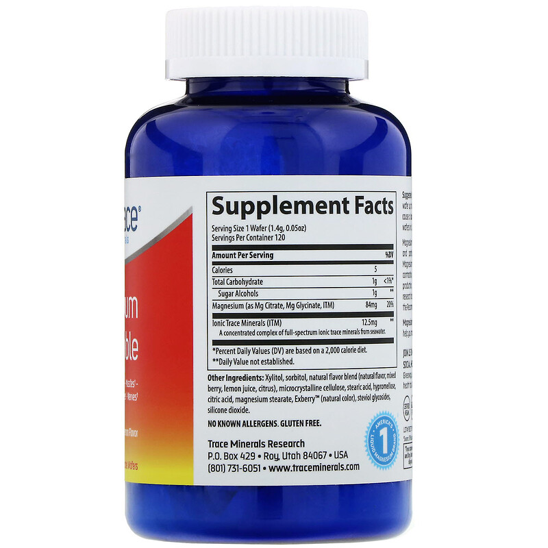 Trace Minerals Research, Magnesium Chewable, Raspberry Lemon Flavor