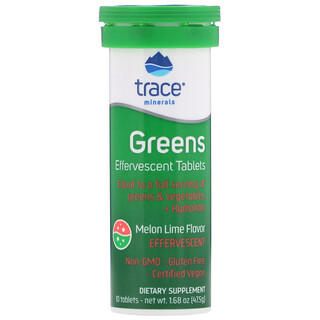 Trace Minerals Research, Greens, Effervescent Tablets, Melon Lime Flavor, 10 Tablets