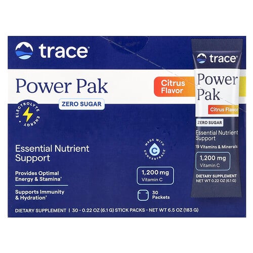 Trace, Power Pak, Zero Sugar, Citrus, 30 Stick Packets, 0.22 oz (6.1 g) Each