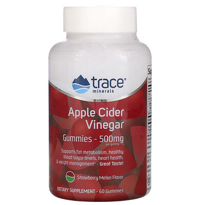 Trace Minerals Research Apple Cider Vinegar Gummies, Strawberry Melon Flavor, 500 mg, 60 Gummies