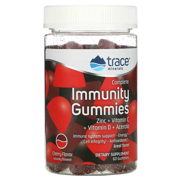 Trace Minerals ®‏, סוכריות גומי לשלמות מערכת החיסון, טעם דובדבן, 60 סוכריות גומי
