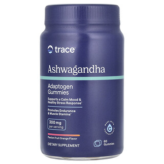 Trace, Gommes adaptogènes à l'ashwagandha, Fruit de la passion à l'orange, 60 gommes