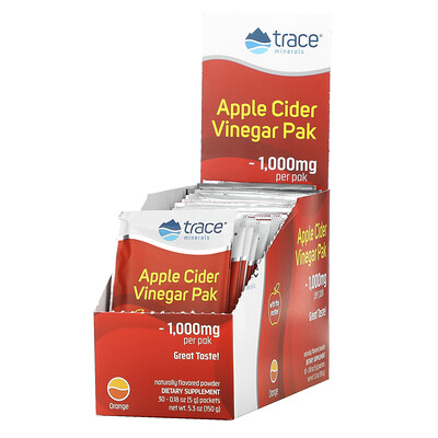 

Trace Minerals ®, Organic Apple Cider Vinegar, Orange, 1,000 mg, 30 Packets, .18 oz (5 g) Each