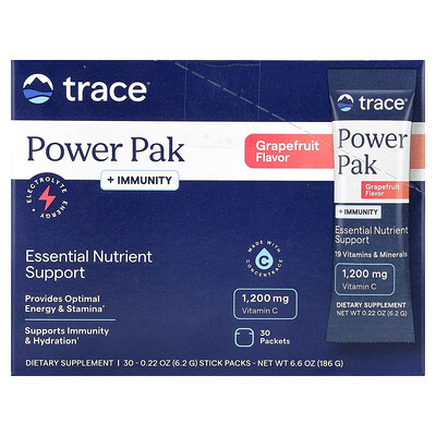 Trace  PowerPak + Immunity  Grapefruit  30 Stick Packs  0.22 oz (6.2 g) Each