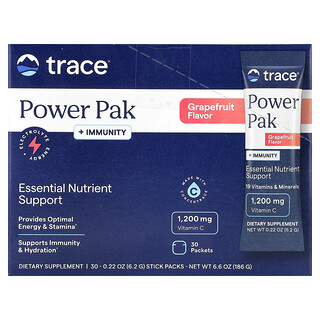 Trace, PowerPak + Immunity, Grapefrugt, 30 stickpakker, 0,22 oz (6,2 g) pr. stk.