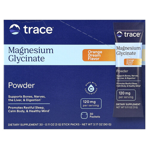 Trace Magnesium Glycinate Powder, Orange Dream, 30 Packets, 0.11 oz (3 g) Each
