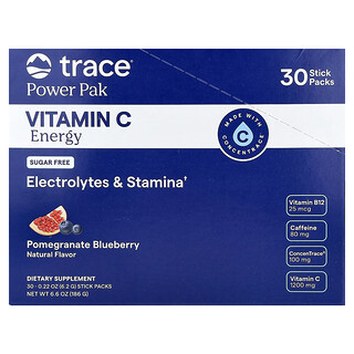 Trace, Power Pak, Vitamín C a podpora energie, granátové jablko a čučoriedka, 30 vrecúšok, každé po 6,2 g