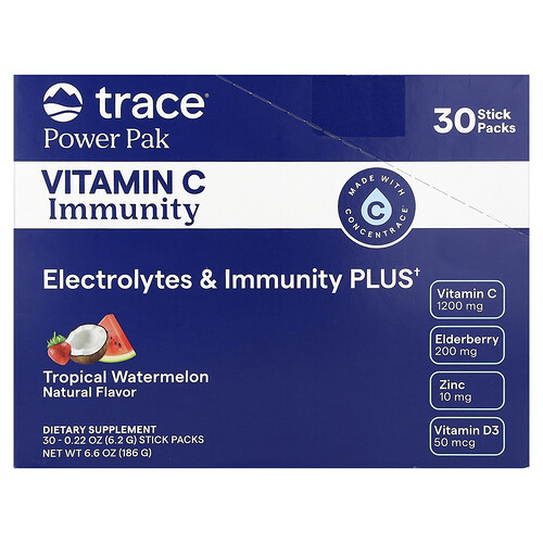 Trace, Power Pak, Vitamin C Immunity, Tropische Wassermelone, 30 Sticks, je 6,2 g (0,22 oz.).