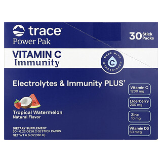 Trace, Power Pack, Vitamina C para favorecer el sistema inmunitario, Sandía tropical, 30 sobrecitos, 6,2 g (0,22 oz) cada uno