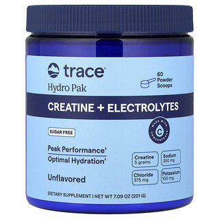 Trace, Hydro Pak, Creatina y electrolitos, Sin sabor, 201 g (7,09 oz)