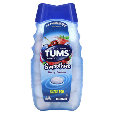Tums  Extra Strength Antacid  Smoothies  Berry Fusion  750 mg  140 Chewable Tablets
