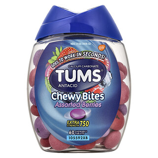 Tums, Antiacide, Friandises à croquer, Assortiment de baies, 750 mg, 60 comprimés à croquer