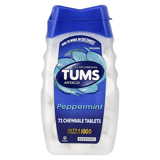 Tums, Anti-acide ultrapuissant, Menthe poivrée, 72 comprimés à croquer (1000 mg par comprimé)