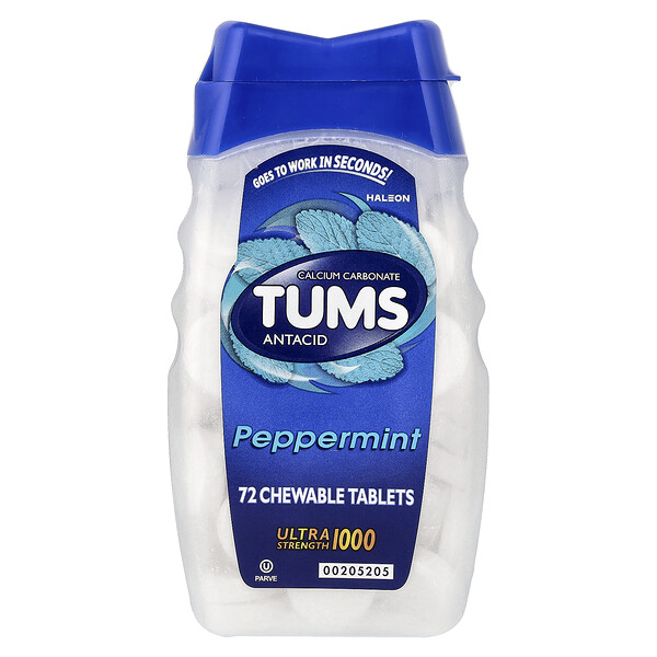Tums Antacid, Peppermint, 72 Chewable Tablets (1,000 mg per Tablet)
