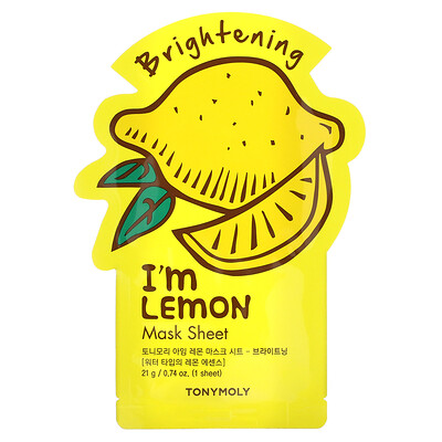 Tony Moly Im Lemon, осветляющая тканевая маска, 1шт., 21г (0,74унции)