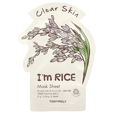 TonyMoly  I'm Rice  Clear Skin Beauty Mask Sheet  1 Sheet  0.74 oz (21 g)