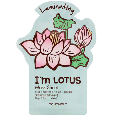 Купить Tony Moly I'm Lotus, тканевая маска для придания сияния, 1 шт., 21 г (0, 74 унции)