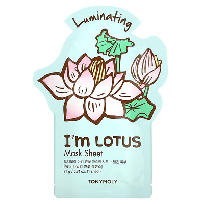 Tony Moly Im Lotus,тканевая маска для придания сияния, 1шт., 21г (0,74унции)