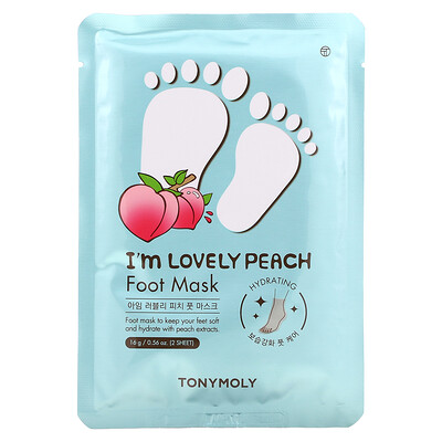 Tony Moly I'm Lovely Peach, маска для ног, 2 шт., 16 г (0,56 унции)