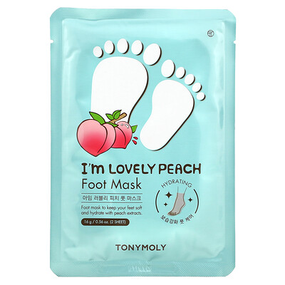 Tony Moly Im Lovely Peach, маска для ног, 2 шт., 16 г (0,56 унции)