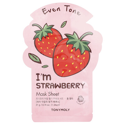 TonyMoly, I'm Strawberry, Even Tone Beauty Mask Sheet, 1 Sheet, 0.74 oz (21 g)