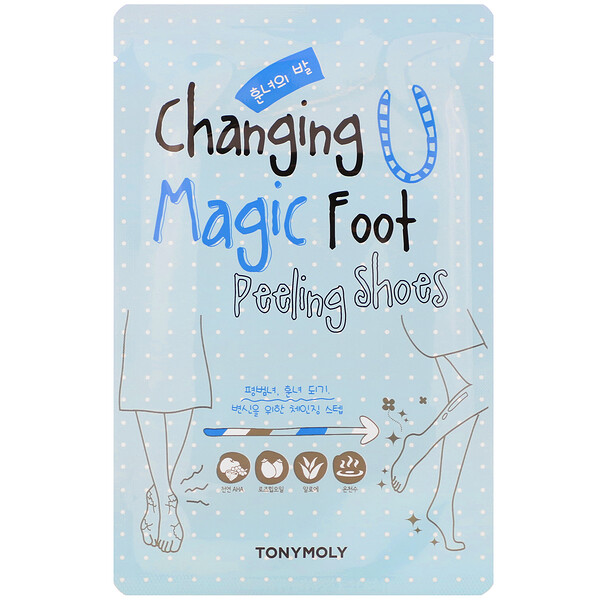 Tony Moly‏, Changing U, נעלי פילינג קסומות לכפות הרגליים, זוג אחד, 17 גרם (0.60 אונקיות) כל אחד