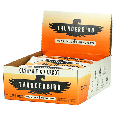 Thunderbird Superfood Bar, кешью, инжир и морковь, 12 батончиков, 48 г (1,7 унции)