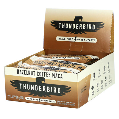 Thunderbird Superfood Bar, ореховый кофе и мака, 12 батончиков по 48 г (1,7 унции)