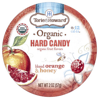 Torie & Howard, Orgánico, Caramelo duro, Miel y naranja sangrienta, 2 oz (57 g)