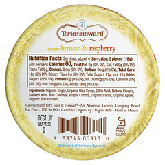 Torie & Howard, Organic Hard Candy, Meyer Lemon & Raspberry, 2 oz (57 g)