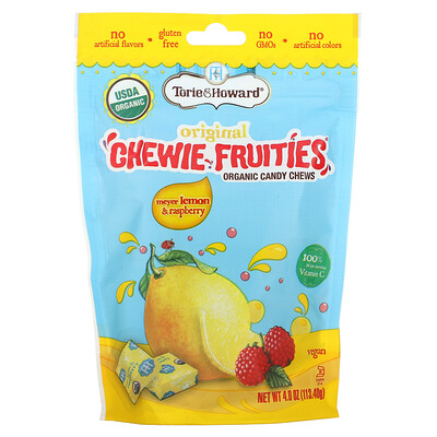 Torie  Howard Original Chewie Fruities, органические жевательные конфеты, лимон Мейера и малина, 113,40 г (4 унции)