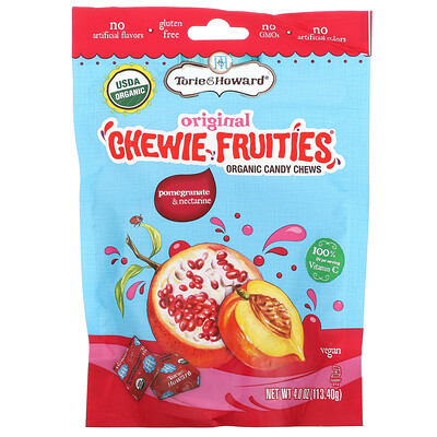 Torie  Howard Original Chewie Fruities, органические жевательные конфеты, гранат и нектарин, 113,40 г (4 унции)