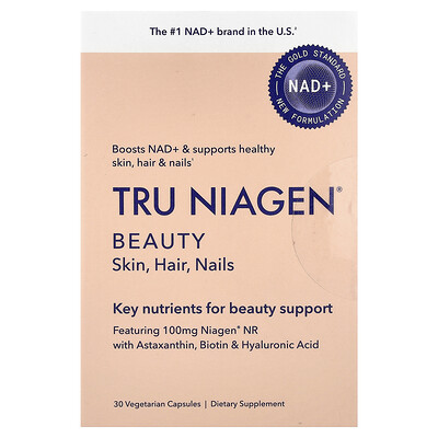 Tru Niagen, Belleza, piel, cabello y uñas, 30 cápsulas vegetales